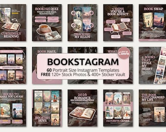 Modelo de carrossel literário em tons pastel rosa | Posts estéticos do Canva para Bookstagram, BookTok, Kit de layouts aconchegantes e românticos para leitura