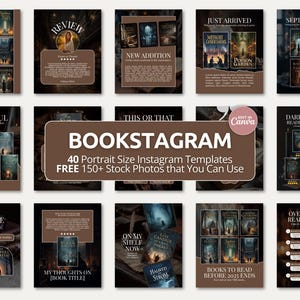 Dark Academia Bookstagram Template Bookish Canva Template for Dark Romance, BookTok, Instagram Posts, Social Media, Book Lovers and Authors