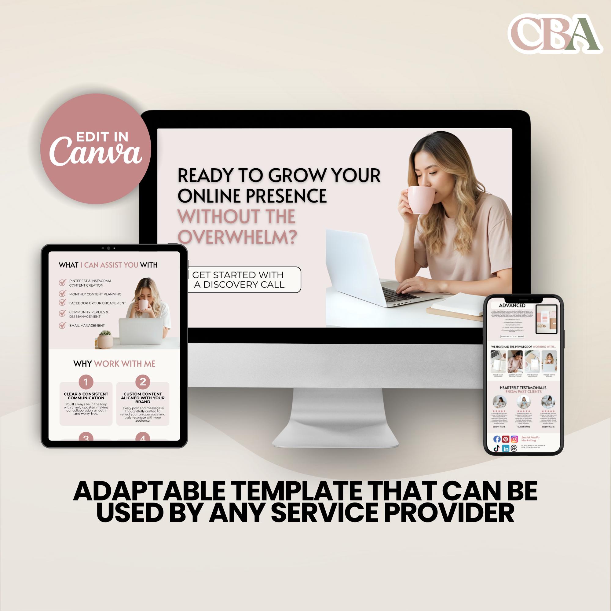 Virtual Assistant Portfolio Website Template – Editable Canva Design ...