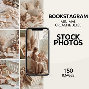 Minimal Cream Bookstagram Stock Photos | Soft Neutral Flatlays Cozy Reading Coffee Scenes Minimal Lifestyle Content for Book Lovers Creators