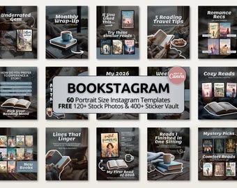 Cozy Blue Gray Bookish Carousel Template | Trendy Canva Posts for Bookstagram BookTok Authors Readers Aesthetic Reading Feed Viral Content