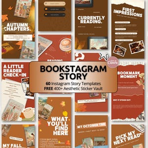 Autumn Bookstagram Story Templates Fall Book Instagram Stories Canva Cozy Aesthetic BookTok Content Bookish Author Social Media Reading Kits