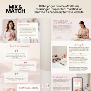 Personal branding website template for fiction or nonfiction authors, created in Canva.