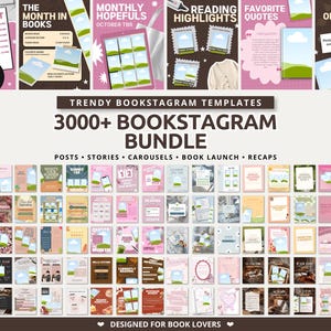 Bookstagram Bundle Templates 3000+ Canva Instagram Carousel Book Review TBR Story Stock Photos Mockups Author Book Launch Reader Content Kit