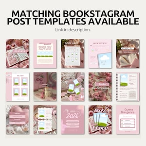 Editable Bookstagram Instagram story templates with soft blush pink colors, cozy reading imagery, and modern typography. These story layouts support a wide range of content including book hauls, reading challenges, TBR updates, and review highlights. Created for readers and literary creators who want to build a recognizable visual identity while sharing their passion for books and reading online.