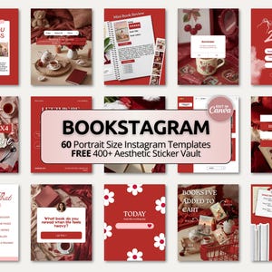 Trendy Red & White Romance Bookstagram Carousel Templates Bookish Book Review Canva Posts for Booktok Creators Viral Instagram Content Set