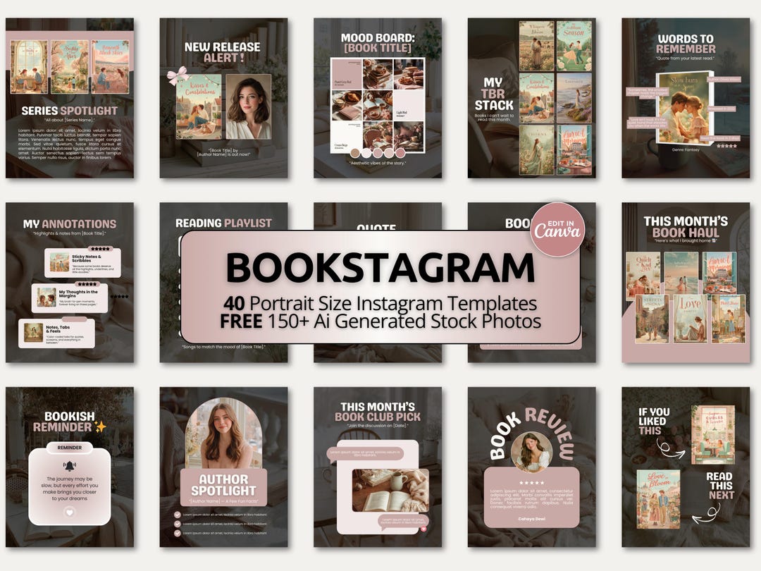 Bookstagram Canva Template, Bookish Instagram Post, Authors ...