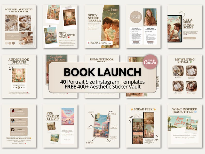 Romance Author Instagram Templates | Canva Bookstagram Kit for Writers ...