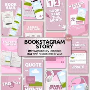 Trendy bold pink bookish Canva story templates for Bookstagram and BookTok creators. Includes book review, reading mood, author promotion, and reader identity story templates. Fully editable in Canva free version at 1080x1920px Instagram story size. Perfect for romance readers, book bloggers, and indie authors building a bold aesthetic story presence.
