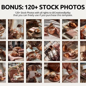 Romance author Canva marketing templates in muted terracotta tones for Instagram posts. Includes carousel layouts, cozy book feeds, and shareable bookish content.