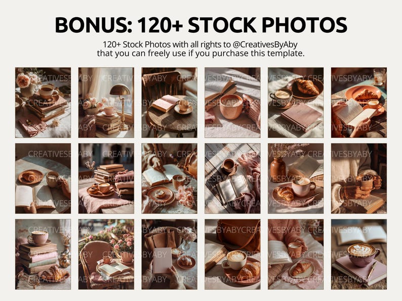 Romance author Canva marketing templates in muted terracotta tones for Instagram posts. Includes carousel layouts, cozy book feeds, and shareable bookish content.