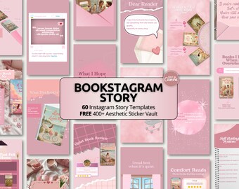 Pink Bookstagram Story Template Canva | Trendy Viral BookTok & Instagram Stories for Authors and Readers Cozy Aesthetic Content Bundle Pack