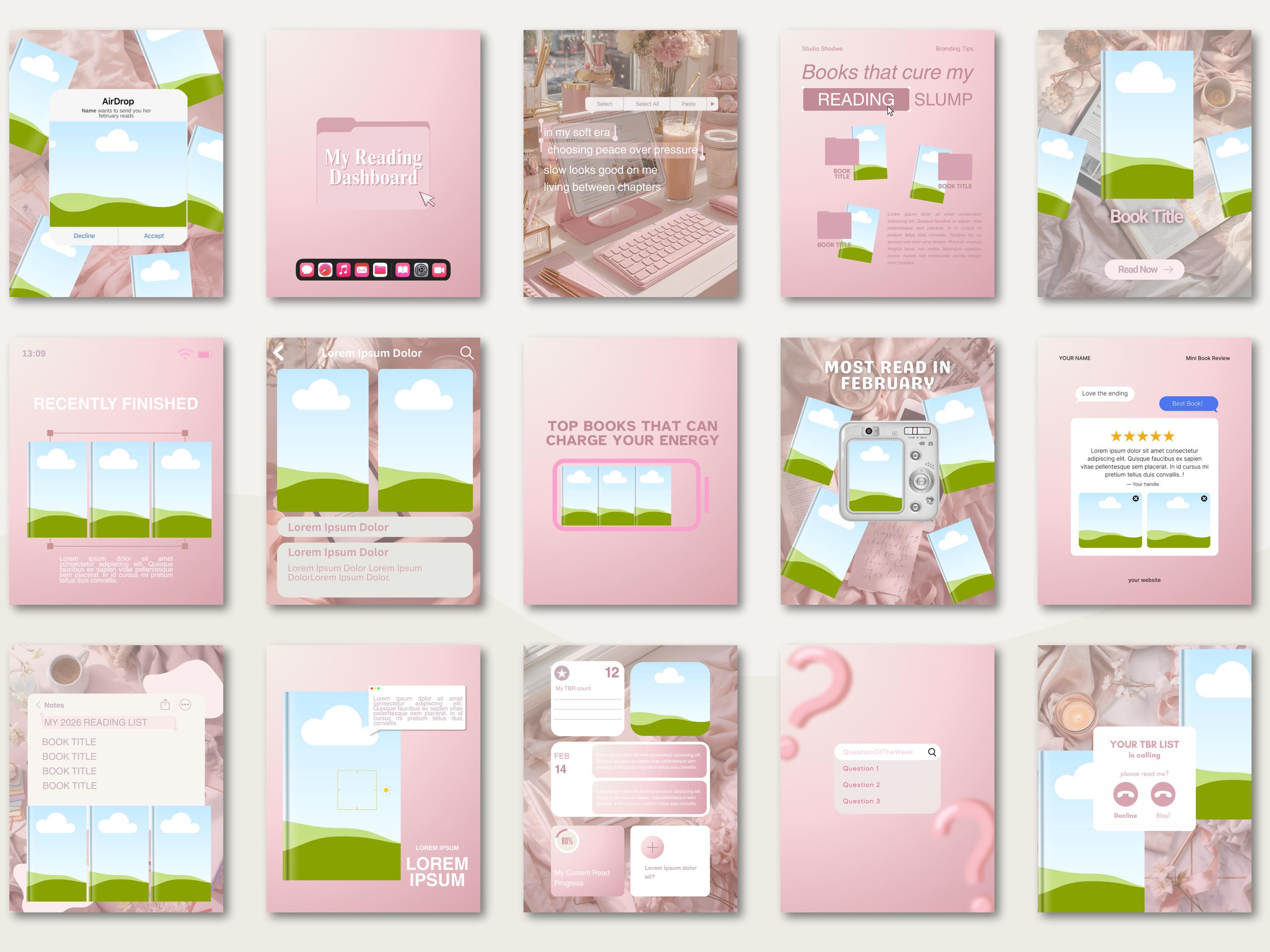 Ios Carousel Text Trendy Bookish Carousel Template for Bookstagram Booktok Creators | Ios ...