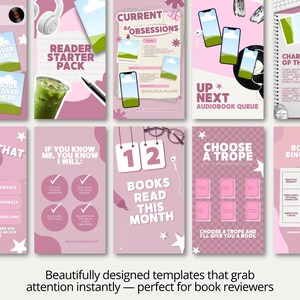 Trendy bookish Instagram story templates in bold pink for Bookstagram and BookTok content creators daily use. Features books that felt like therapy, comfort reads, healing reads, and gentle recommendations story templates. Hot pink and blush color palette keeps your stories fresh, bold, and cohesive for your audience. Drag and drop editing in free Canva makes posting fast and effortless for all reading creators.