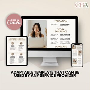 Neutral beige Canva website template for social media managers, coaches, and VAs looking to build an impressive online presence.