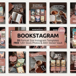 Modèles Bookstagram, couleur terre cuite, virale en sourdine | Lot de carrousel livresques confortables en toile pour auteurs, créateurs et influenceurs du livre Aesthetic IG Kit
