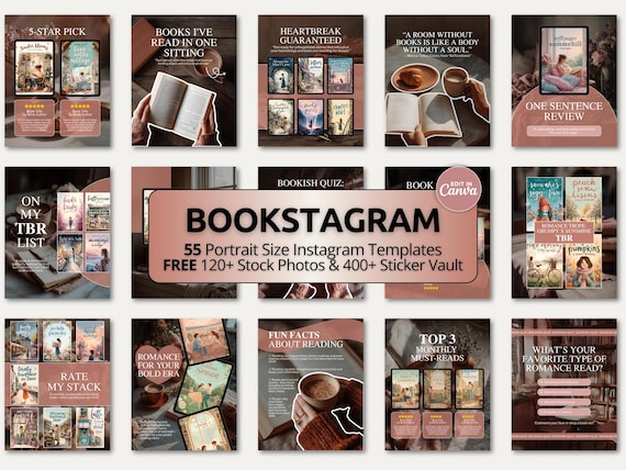 Viral Muted Terracotta Bookstagram Templates | Cozy Bookish Canva Carousel Bundle for Authors, Creators & Book Influencers Aesthetic IG Kit