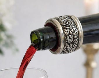 Bague goutte à goutte vintage, accessoire de sommelier, collier de bouteille en métal argenté, cadeau d'articles de bar des années 1950