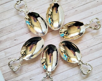 Set di 6 cucchiaini da amuse-bouche barocchi placcati in argento, set vintage per servire antipasti.