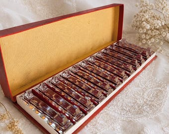 Vintage Glasauflagen Set in der Originalbox - 1950er Jahre Art Deco