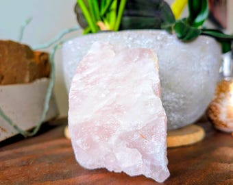 Cristal de quartz rose brut XL, pierre d'amour naturelle, qualité A, chargé de pleine lune