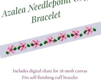 Azalea Needlepoint Digital Chart - Cuff Bracelet