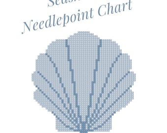 Blue Shell Beginner Needlepoint Digital Chart