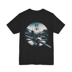 Samurai Spirit T-Shirt - Katana Blade & Japanese Temple Art Tee - Traditional Japan Aesthetic Streetwear