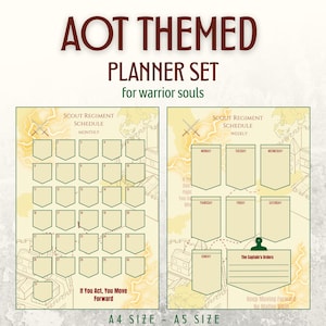 Aanval op Titan geïnspireerd week-maandplanner | Afdrukbaar Shingeki no Kyojin-schema | AOT digitale planner | Inbegrepen A4 A5-formaten
