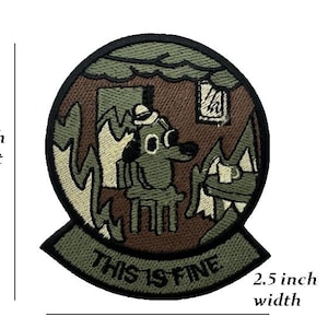 This Is Fine Meme Embroidered Patch – Funny Iron-On or Sew-On Badge – Humor Dog Fire Patch for Jackets, Backpacks, and Hats