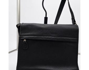 Vintage Frye Black Leather Messenger Bag Crossbody Laptop Briefcase Satchel USA