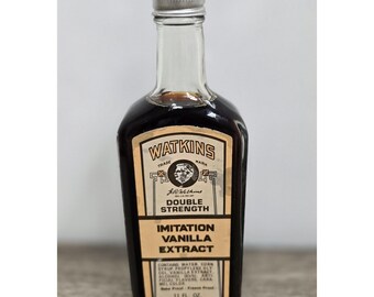 Vintage 1960s Watkins Imitation Vanilla Extract 11 oz Glass Bottle New Sealed!