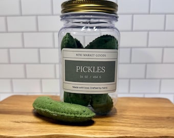 Hand Sewn Felt Pickles with Optional Mason Jar | Pretend Play Food