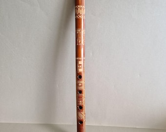 Flauta de bambú Walate Grande de Bolivia / Instrumento folclórico andino artesanal / 42 cm, 5 agujeros