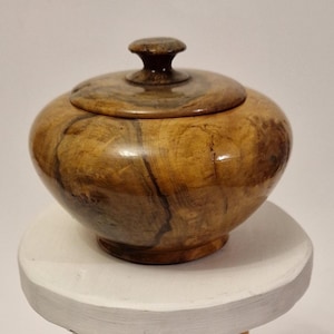 Vintage Wooden Jar with Lid - Unique Hand-Made, Rustic Decorative or Storage Container