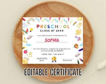 Infant & Toddler diploma template, PRINTABLE school certificate, Canva template