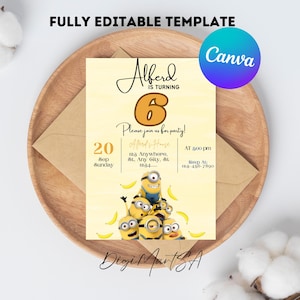 Editable Yellow Minions Birthday Invitation, Editable Minion Birthday Invitation, Printable Birthday Invite, Digital Kids Party Invite