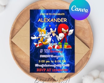 Sonic verjaardagsuitnodiging, Sonic uitnodiging, Sonic feest uitnodigen, kinderfeestje uitnodigen, afdrukbare verjaardagsuitnodigingen, Sonic the Hedgehog