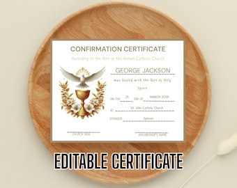 Confirmation Certificate Adult Confirmation Certificate Catholic Confirmation Coordinator Resource, Adults Catholic Certificate