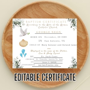 Certificado de Bautismo Certificado de la Iglesia Católica Coordinador de Bautismo Recurso
