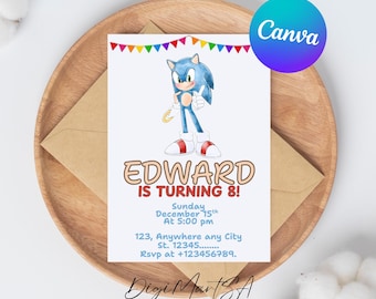 Sonic verjaardagsuitnodiging, Sonic uitnodiging, Sonic feest uitnodigen, kinderfeestje uitnodigen, afdrukbare verjaardagsuitnodigingen, Sonic the Hedgehog