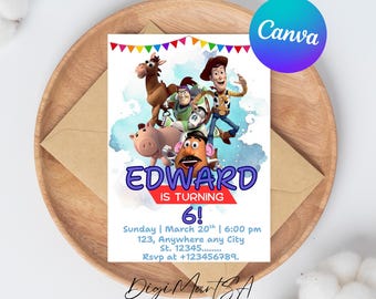 Toy Story Birthday Invitation Instant Download Personalized Printable Editable Template Digital or Printed Invite, DIGITAL DOWNLOAD