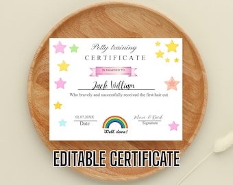 Potty Training Certificate, Toilet Training Diploma, Potty Training Award for Toddlers, Printable Digital Download, Kids Potty Training PDF