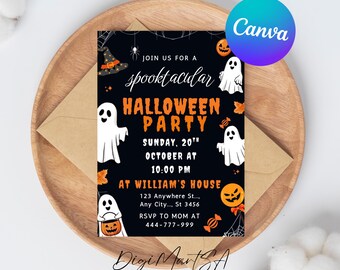 Invito per festa di Halloween - Invito retrò di Halloween - Invito vintage di Halloween - Invito anni '90 - Atmosfera di Halloween anni '80