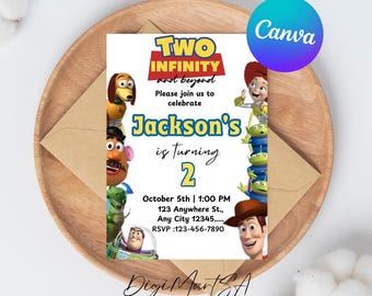 Invito di compleanno a tema Toy, invito di compleanno stampabile, invito di compleanno per un solo compleanno, invito a tema Toy Story, invito per ragazzo, modificabile