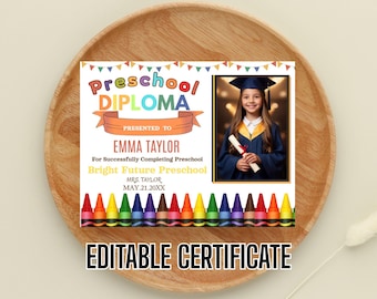 Infant & Toddler diploma template, PRINTABLE school certificate, Canva template