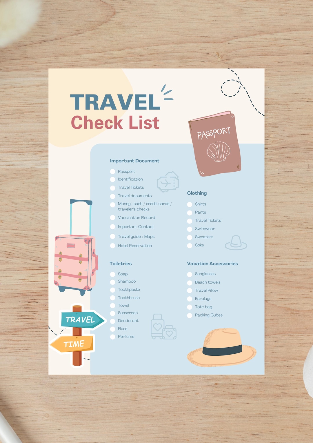 Printable Travel Checklist | Vacation Packing List | Cute Travel ...