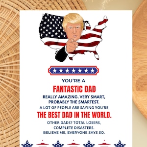 Carte fête des pères drôle – Humour style président américain – Carte imprimable 5x7 pouces – Papa formidable – Idée cadeau originale