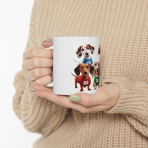 PERSONALIZABLE Dachshund Ceramic Mug - Perfect Gift for Doxie Lovers | Cute Pet Puppies Mug | DOXIE SQUAD