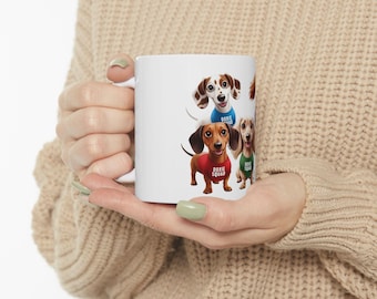 PERSONALIZABLE Dachshund Ceramic Mug - Perfect Gift for Doxie Lovers | Cute Pet Puppies Mug | DOXIE SQUAD